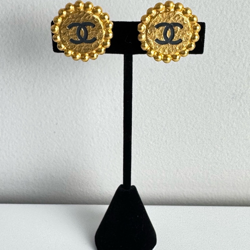 SOLD CHANEL Gold and Black Vintage Earrings